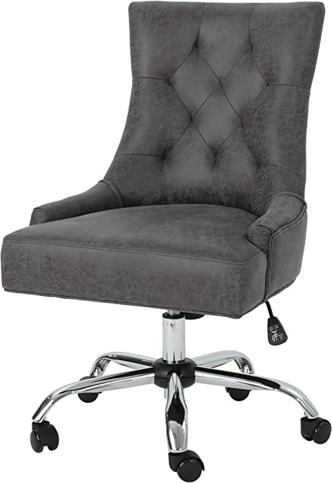Christopher Knight Home Bagnold Desk Chair, Slate + Chrome