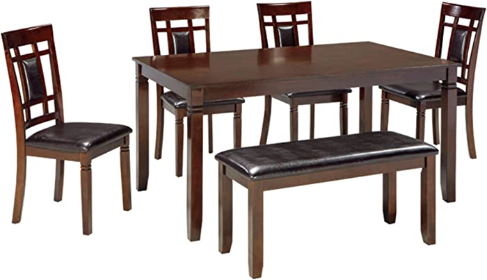 Signature Design by Ashley Bennox Dining Room Set, Includes Table, 4 Chairs & Bench, Brown