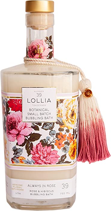 Lollia Always in Rose Bubble Bath | Relax Body, Mind & Soul with A Fragrant Escape | Gentle & Moisturizing | Hydrating Ingredients | 25 fl oz / 750 ml