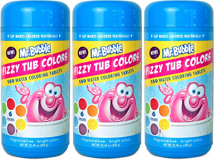 Mr. Bubble Fizzy Tub Colors (3 Jars, 150 Tablets Each)