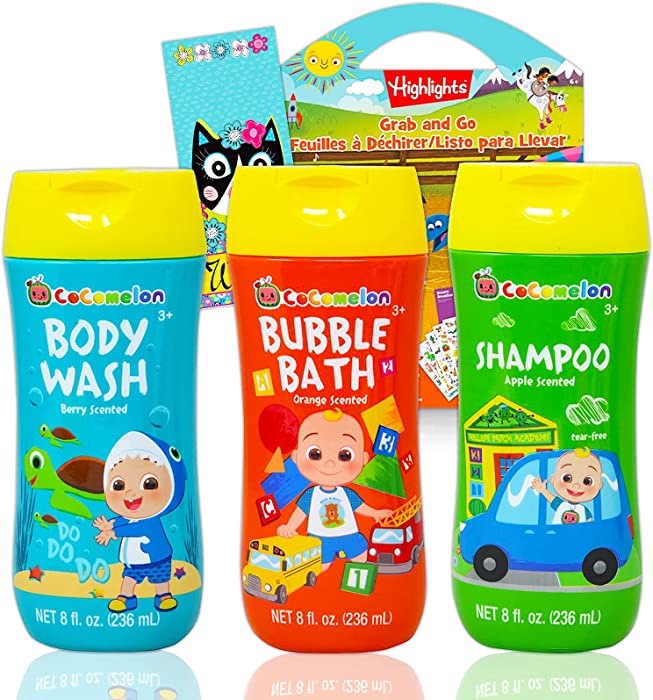 CoComelon Bathroom Set for Kids, Toddlers ~ 5 Pc CoComelon Accessories Bundle with Body Wash, Shampoo, Bubble Bath, and More (CoComelon Bath Supplies)
