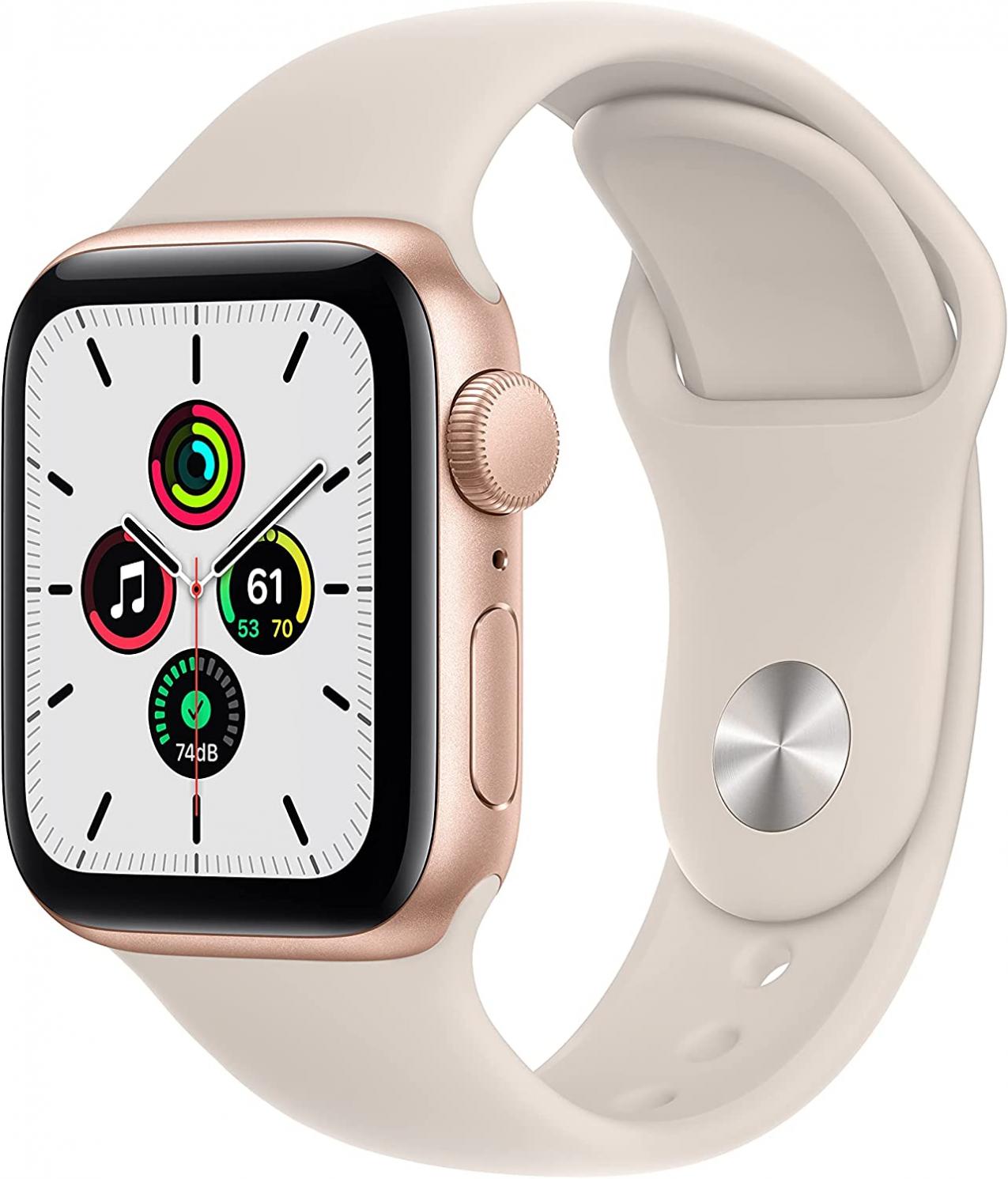 Apple Watch SE [GPS 40mm] Smart Watch w/ Gold Aluminium Case with Starlight Sport Band. Fitness & Activity Tracker, Heart Rate Monitor, Retina Display, Water Resistant