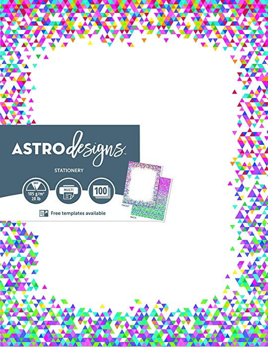 Astrodesigns 2-Sided Preprinted Stationery, 8.5" x 11", Confetti, 100 Sheets (91278)