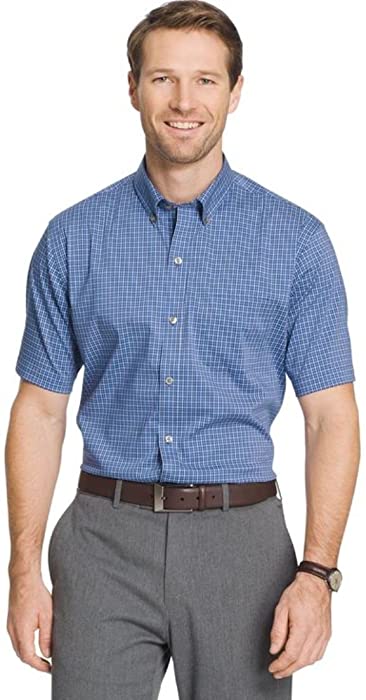Van Heusen Men's Flex Classic Fit Plaid Short Sleeve Button Down Shirt