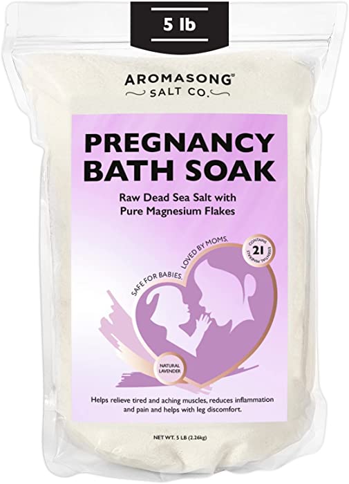Aromasong Dead Sea Pregnancy Bath Soak - Natural Lavender with Pure Magnesium Flakes & Minerals - Used for Pregnancy & Postpartum Muscle Ache & Leg Discomfort - Better Absorbing Than Epsom Salt