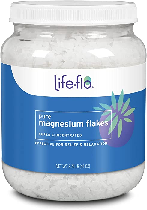 Life-flo Pure Magnesium Flakes for Bath | Concentrated Magnesium Chloride Crystals, Relaxing & Rejuvenating Soak (44 oz)