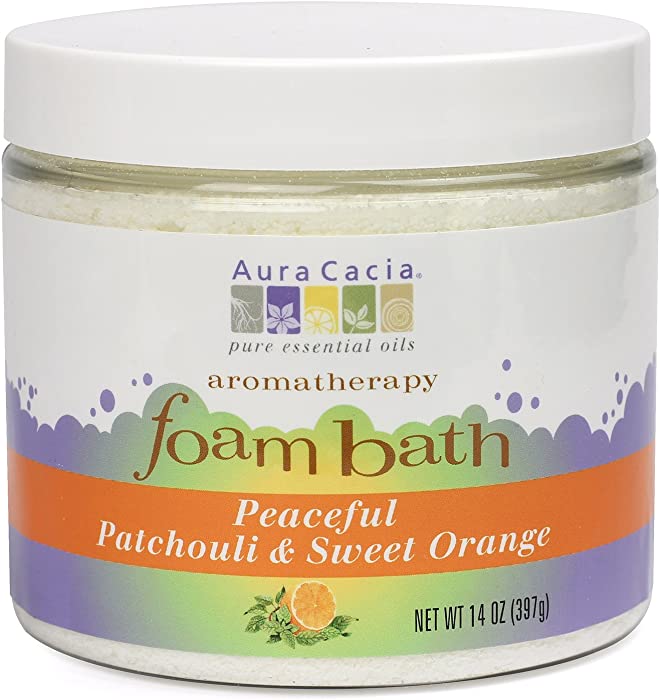 Aura Cacia Aromatherapy Foam Bath, Peaceful Patchouli and Sweet Orange, 14 ounce jar (Pack of 2)
