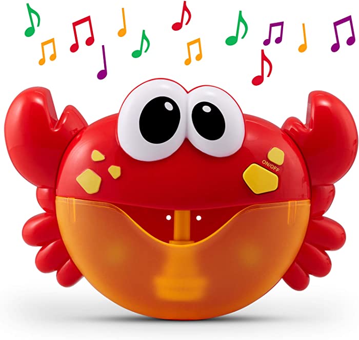 Chuchik Crab Bubble Bath Maker for The Bathtub. Blows Bubbles and Plays 24 Children’s Songs – Baby, Toddler Kids Bath Toys Makes Great Gifts for Toddlers – Sing-Along Bath Bubble Machine (Light-Red)