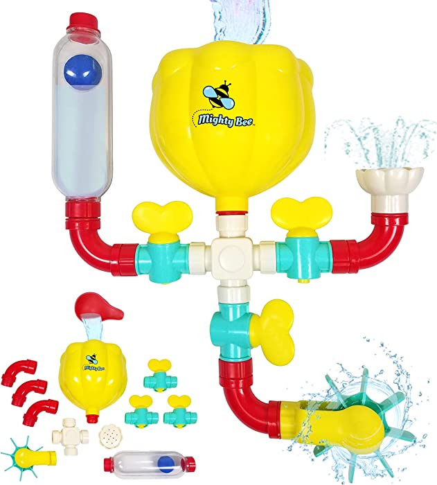 MightyBee Bath Toy - Toddler Bath Toys for Kids Ages 4-8, Engaging STEM Bathtub Toys - Original Pipes N Valves Set - 12 Pieces