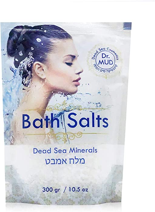 Dr. Mud's Bath Salt – Bath Salts with Natural Dead Sea Minerals and Pure Essential Oils, 10.6 Oz – Relax, Detox & Soothe Muscles – Ideal Spa Treatment for Skin Conditions, Psoriasis & Eczema - White