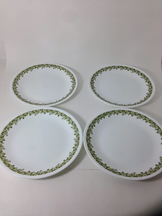 Corelle - Spring Blossom Green (Crazy Daisy) - 8-1/2" Luncheon/Dessert/Salad Plates (Set of 4)