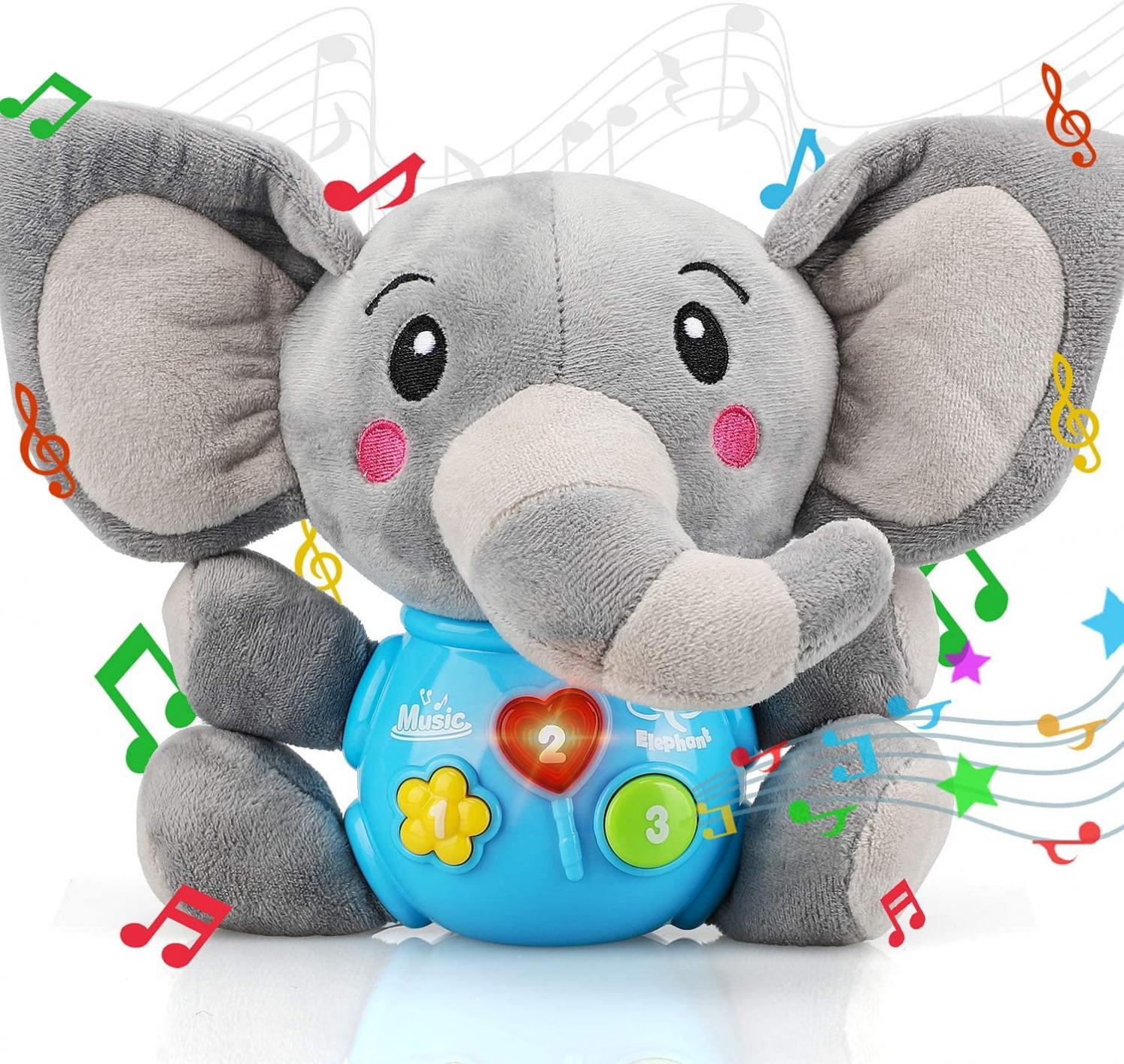 STEAM Life Baby Toys 0 3 6 12 Months - Plush Elephant Infant Toys - Newborn Baby Musical Toys for Baby 6 to 12 Months - Light Up Baby Toys for Boys Girls Toddlers - Baby Gifts for 0 3 6 9 12 Month