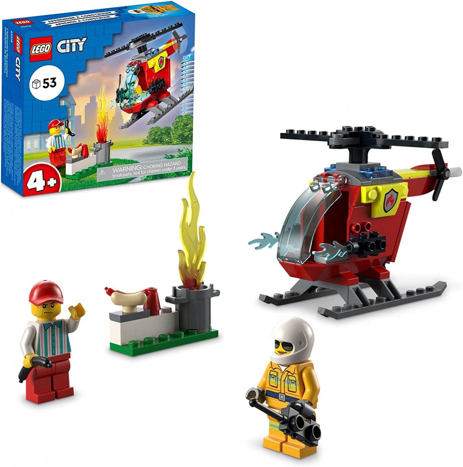 LEGO City Fire Helicopter 60318 Building Toy Set for Preschool Kids, Boys, and Girls Ages 4+ (53 Pieces)