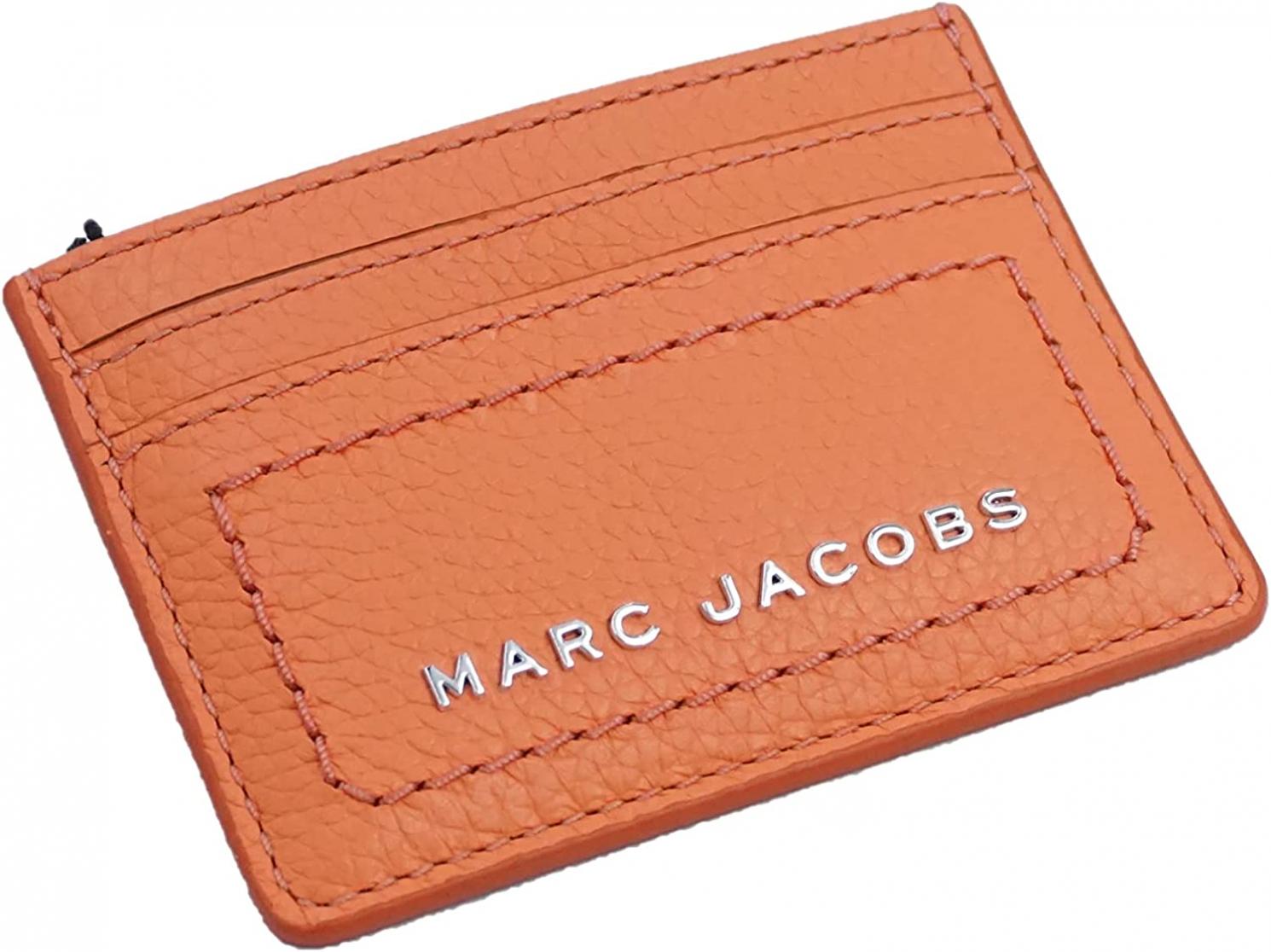 Marc Jacobs S102L01FA21-854 Melon Orange With Silver Hardware Women's Leather Card Case