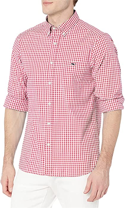 vineyard vines Men's Classic Fit Gingham Shirt in Stretch Cotton