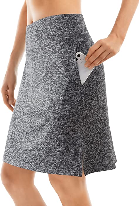 CHICHO Women's 20" Golf Skirts for Women Knee Length Quick Drying Sport Skorts with Inner Shorts and Pockets