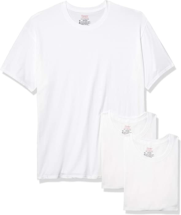 Hanes Men's Tagless Stretch White Crewneck T-Shirts, 3 Pack