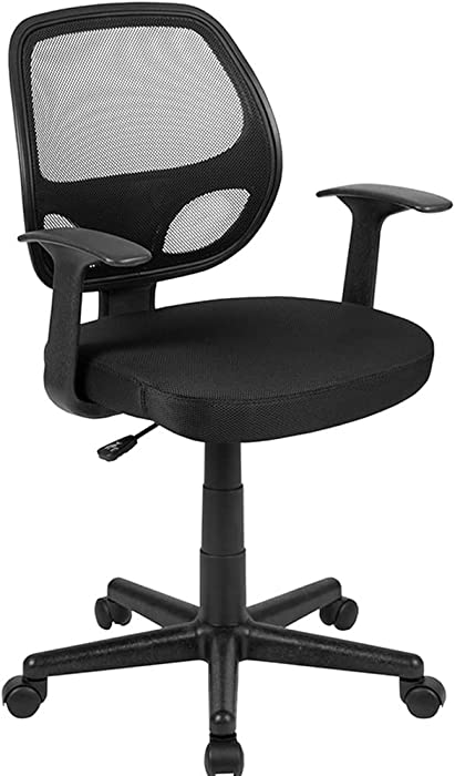 Flash Furniture Flash Fundamentals Mid-Back Black Mesh Swivel Ergonomic Task Office Chair with Arms