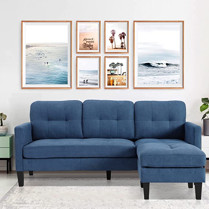 JOVNO Sofa, Adjustable L-Shaped Sofa, Modern Craftsmanship Nordic Style Fashion Sofa Set, Apartment Living Room Sofa with Storage for Small Space（Blue）