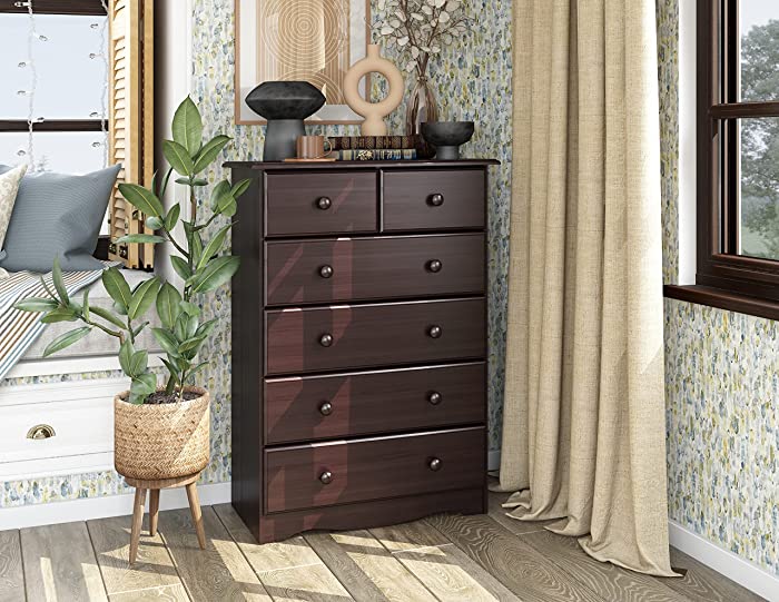 100% Solid Wood 6-Drawer or 4+2-Drawer Chest by Palace Imports, Java. Requires Assembly