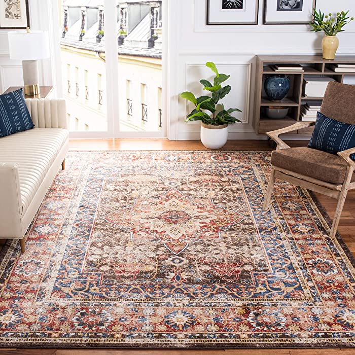 SAFAVIEH Bijar Collection 10' x 14' Brown / Rust BIJ652D Traditional Oriental Distressed Non-Shedding Living Room Bedroom Dining Home Office Area Rug