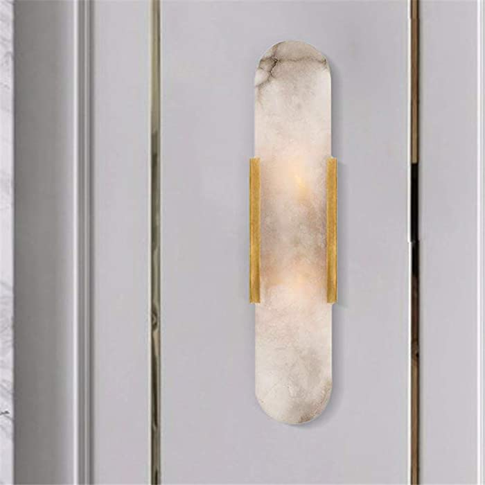 NIUYAO Wall Light Contemporary Marble Frosted Glass Wall Mount Lighting Indoor Decoration Wall Sconce Lamp -Gold Border