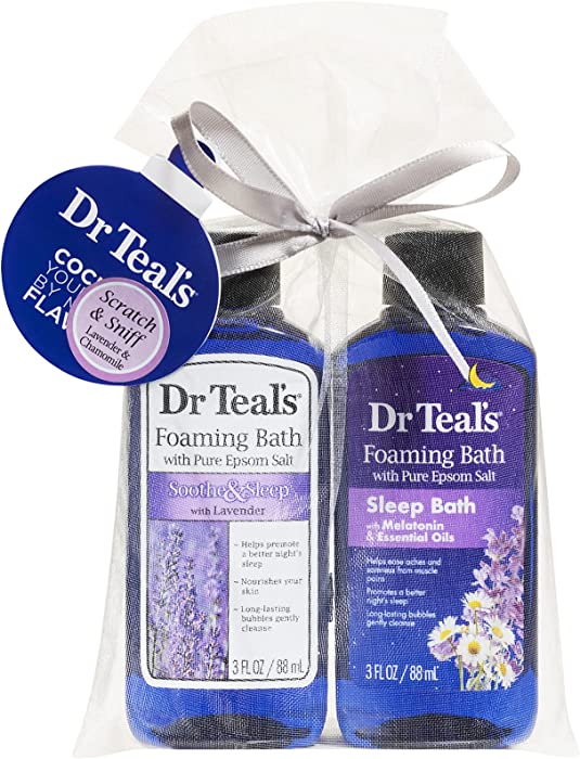 Dr Teal's Foaming Bath Holiday Gift Combo Pack (6 fl oz Total), Soothe & Sleep with Lavender, and Sleep Bath with Melatonin. Treat Your Skin, Your Senses, and Your Stress.
