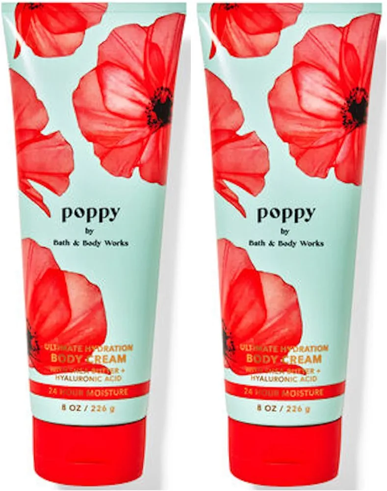 Bath & Body Works Poppy Ultimate Hydration Body Cream Gift Set For Women, 8 Fl Oz (Pack of 2) (Poppy)