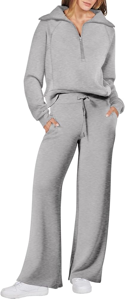 ANRABESS Women 2 Piece Outfits Sweatsuit Oversized Sweatshirt Sweatpants Tracksuit Sweat Lounge Matching Set 2024 Fall Trendy