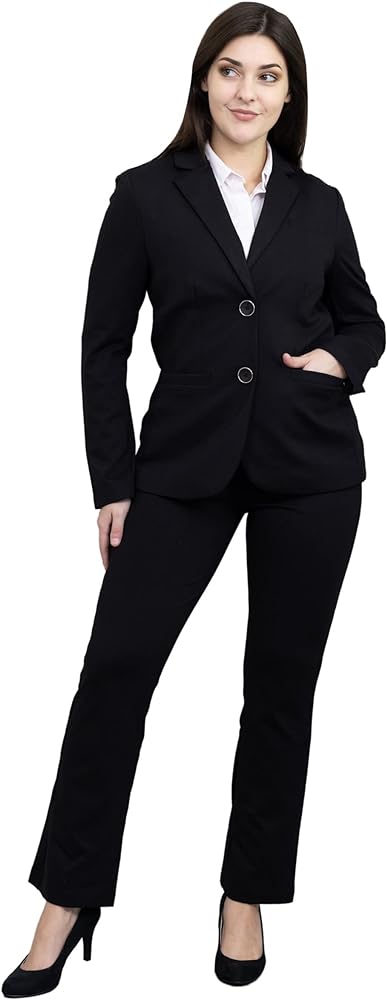 Marycrafts Women's 2 Buttons Business Blazer Pant Suit Set for Work