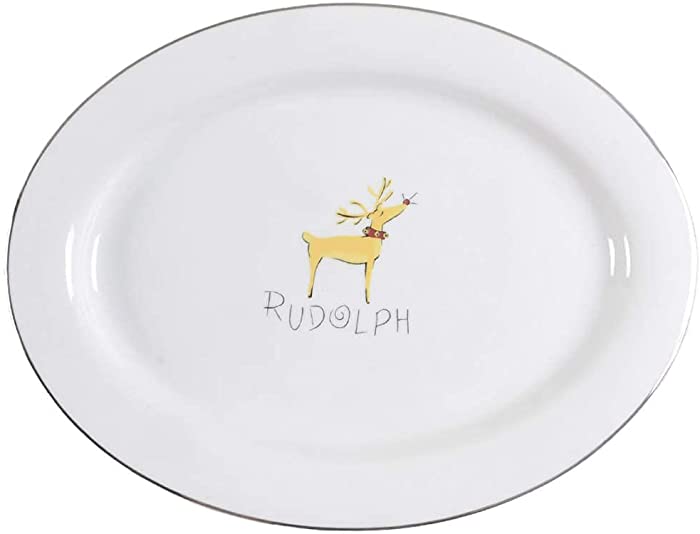Pottery Barn Reindeer 16 Oval Serving Platter, Fine China Dinnerware