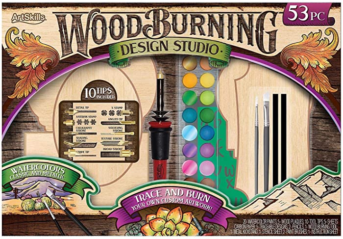 Wood Burning Kit, 53-Piece Set Trace and Burn Metallic Watercolor