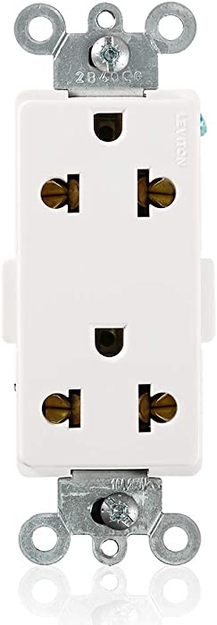 Leviton 5835-W Decora Plus Straight Blade and Europlug Receptacles, Commercial Specification Grade, 16 Amp, 250 Volt, White