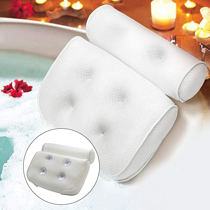 COOL STAR 3D Mesh Bath Pillow Spa Pillow Head Rest for Hot Tub Bathtub with 6 Suction Cup