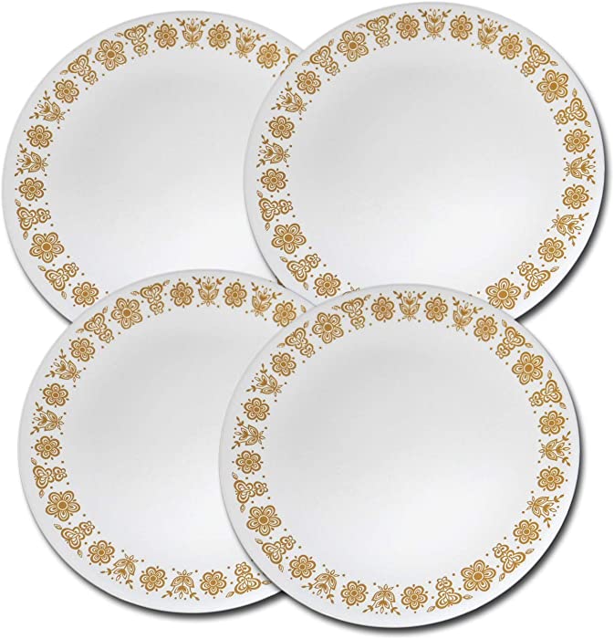 Corning Corelle Butterfly Gold Dinner Plates - Set of 4 Plates