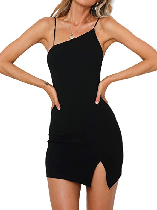 Just Quella Women Sexy Bodycon Party Dresses Backless Spaghetti Straps Clubwear Mini Dress