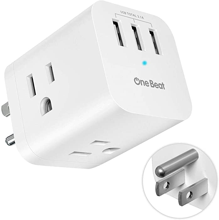 3 Outlet Surge Protector, Multi Plug Outlet Expanders USB Wall Charger with 3 Outlets 3 USB Ports(3.1A), Wall Plug Outlet Extender for Cruise Ship, Home, Office