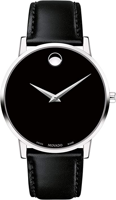Movado Classic Museum 0607312 Black Dial Leather Strap Men's Watch