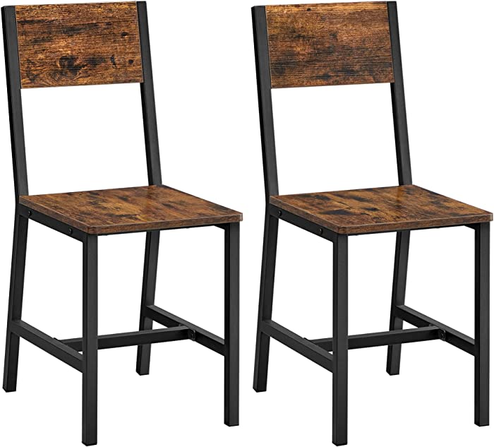 VASAGLE Dining Chair Set of 2, Industrial Accent Chairs, Steel Frame, for Dining Room, Living Room, Kitchen, Rustic Brown and Black ULDC092B01V1