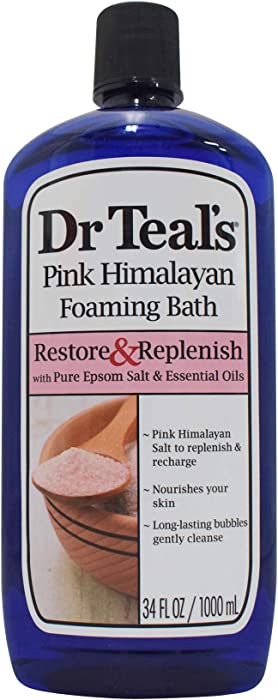 Dr Teal's Restore & Replenish Pure Epsom Salt & Essential Oils Pink Himalayan Foaming Bath 34 oz