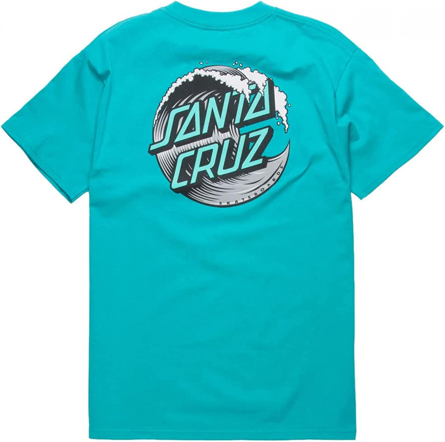 SANTA CRUZ Men's Wave Dot Regular T-Shirt, Teal w/Grey, XX-Large