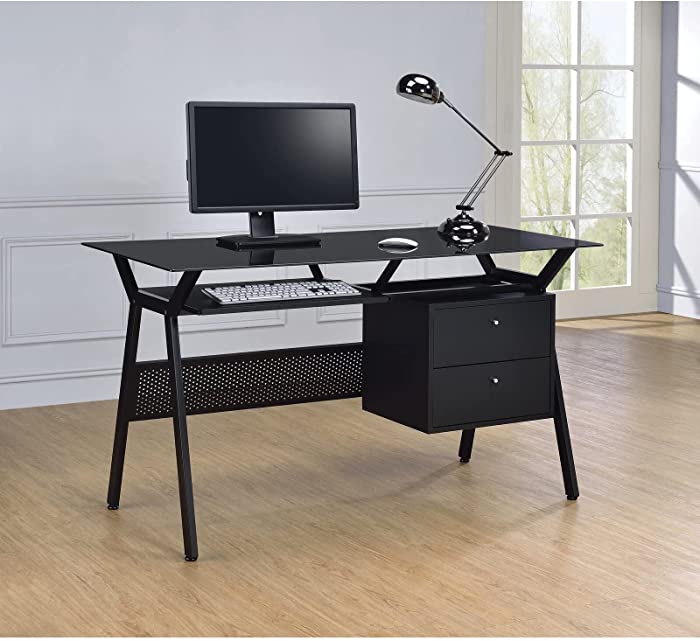 Ayaah Glass Desk, Base Material: Metal, Desk Type: Computer Desk