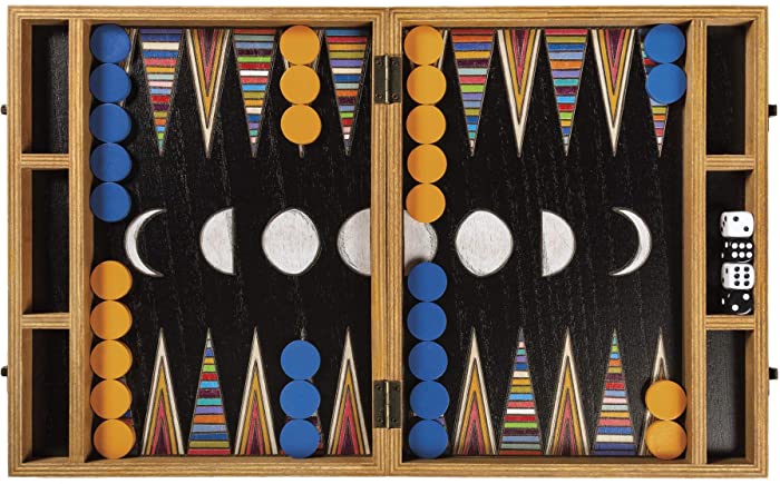 Colorful Woodburn Design Wooden Travel Backgammon Game