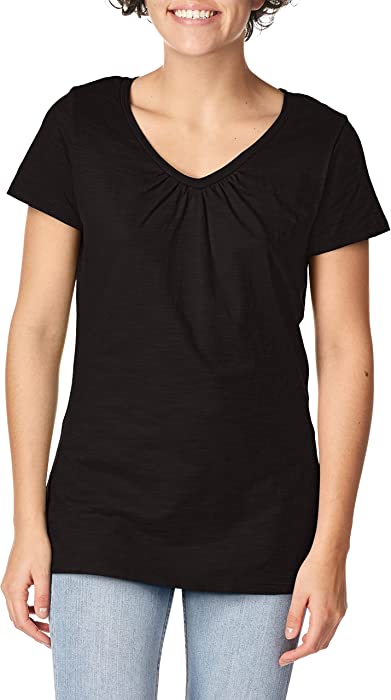 Hanes Women's Shirred V-Neck T-Shirt