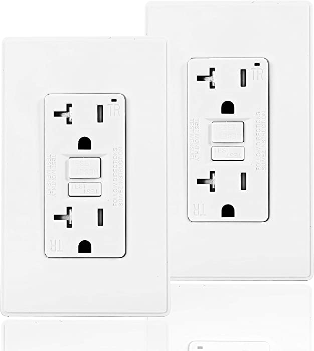 Coby 20 Amp GFCI Outlet, 5-15R Narrow Design GFI Dual Receptacle, TR Tamper Resistant with LED Indicator, with Wall Plate, UL Listed (Pack of 2)
