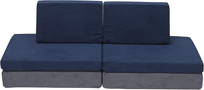 Children's Factory The Whatsit Kids Couch or 2 Chairs, Gray & Navy, CF349-068, Toddler to Teen Bedroom Furniture, Girls and Boys Playroom Sofa