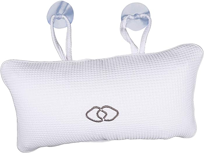 SUPVOX Bath pillow with suction cups bath-tub pillow tub head support bathtub cushion for neck shoulders (White)