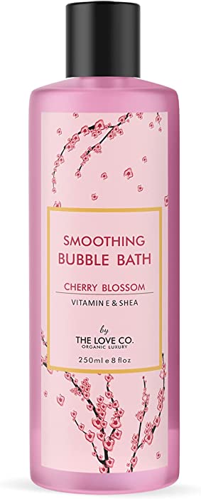 THE LOVE CO. Japanese Cherry Blossom Bubble Bath For Bath Tub Aromatherapy Epsom Salt & Shea Butter Based Bubble Bath Soap Luxury Bath For Dry Skin
