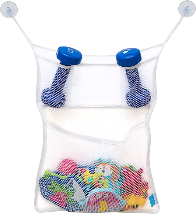Bath Toy Organisers Set of 2 - Large Size 14.16x19.67" and 15.75x 19.68" Storage Net Bags for Baby Bathtub Toys-4 Ultra Strong Suction Cups-Bathroom & Shower Caddy Holder-Multi-Use for Kids Toddlers