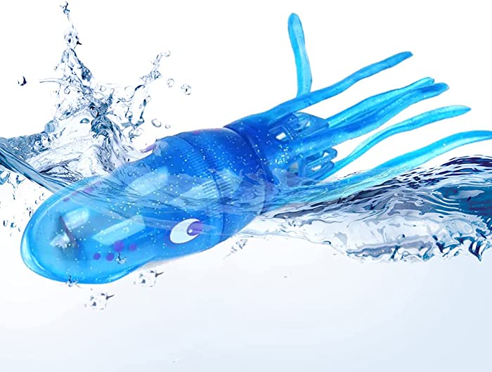 Crocichi Pool Toys, Electric Squid Bath Tub Toy for Toddler 3-4 Year, Light Up Fish Bathroom Toy for Kids 4-8, Preschool Toddler Bath wimming Diving Toy (Blue)